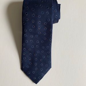Authentic like new Hermes silk neck tie in classic dark navy blue